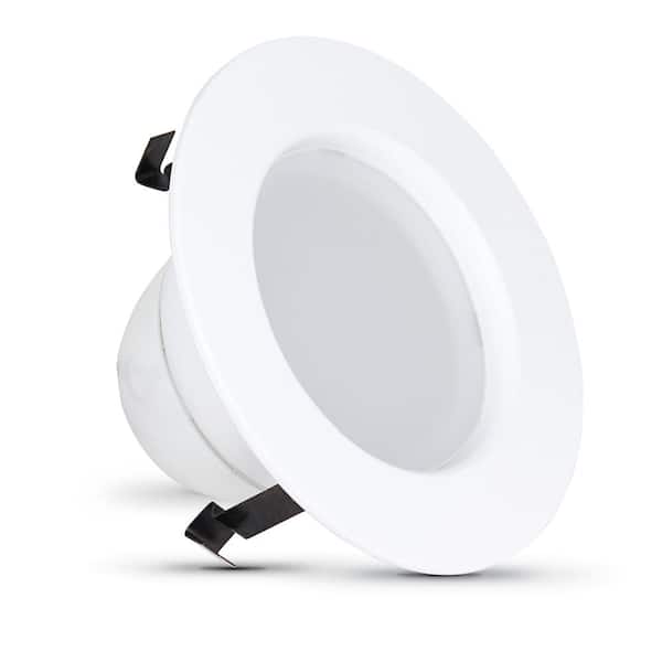 Feit Electric 4 in. Integrated LED White Retrofit Recessed Light Trim Dimmable CEC Downlight Bright White 3000K, 6-Pack