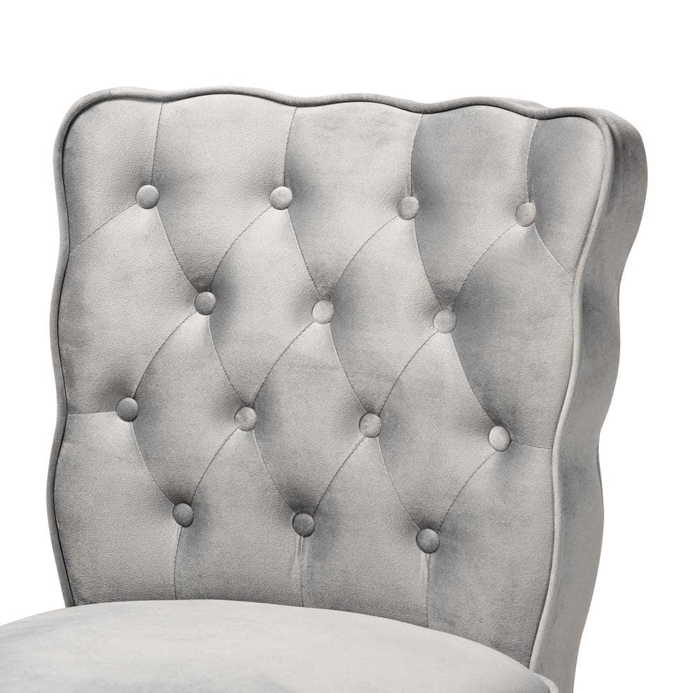Adjustable Gray Velvet and Wood Bar Stool Set