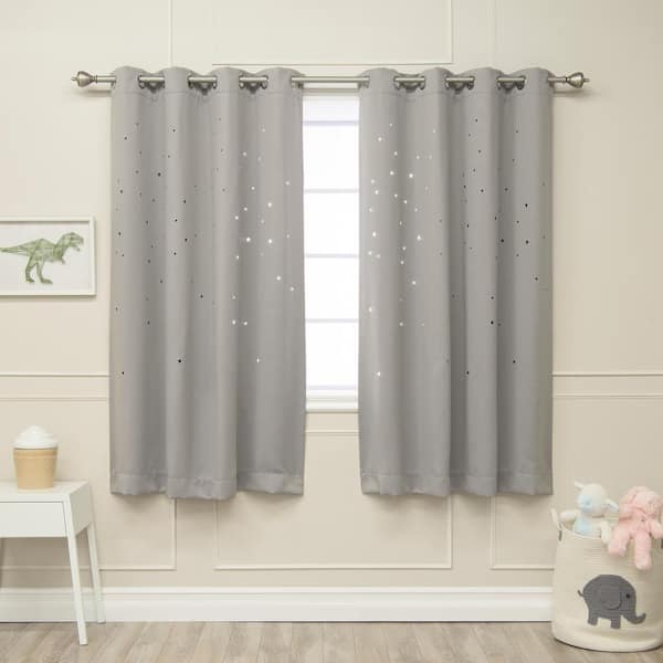 Best Home Fashion Dove Geometric Grommet Blackout Curtain - 52 in. W x 63 in. L (Set of 2)