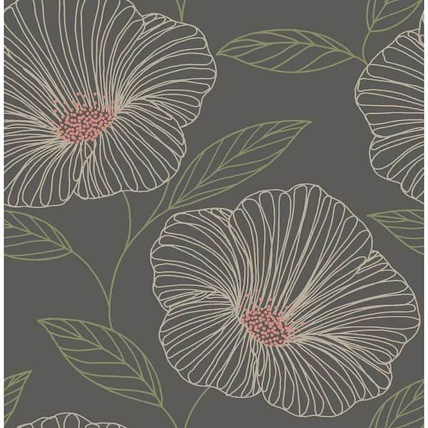 A-Street Prints 8 in. x 10 in. Mythic Grey Floral Wallpaper Sample