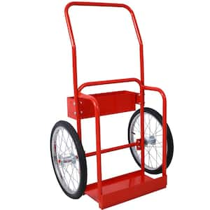 Large Dual Oxygen Tank Cart Dolly Double Welding Cylinder Cart,Load Capacity 220 lbs,Red