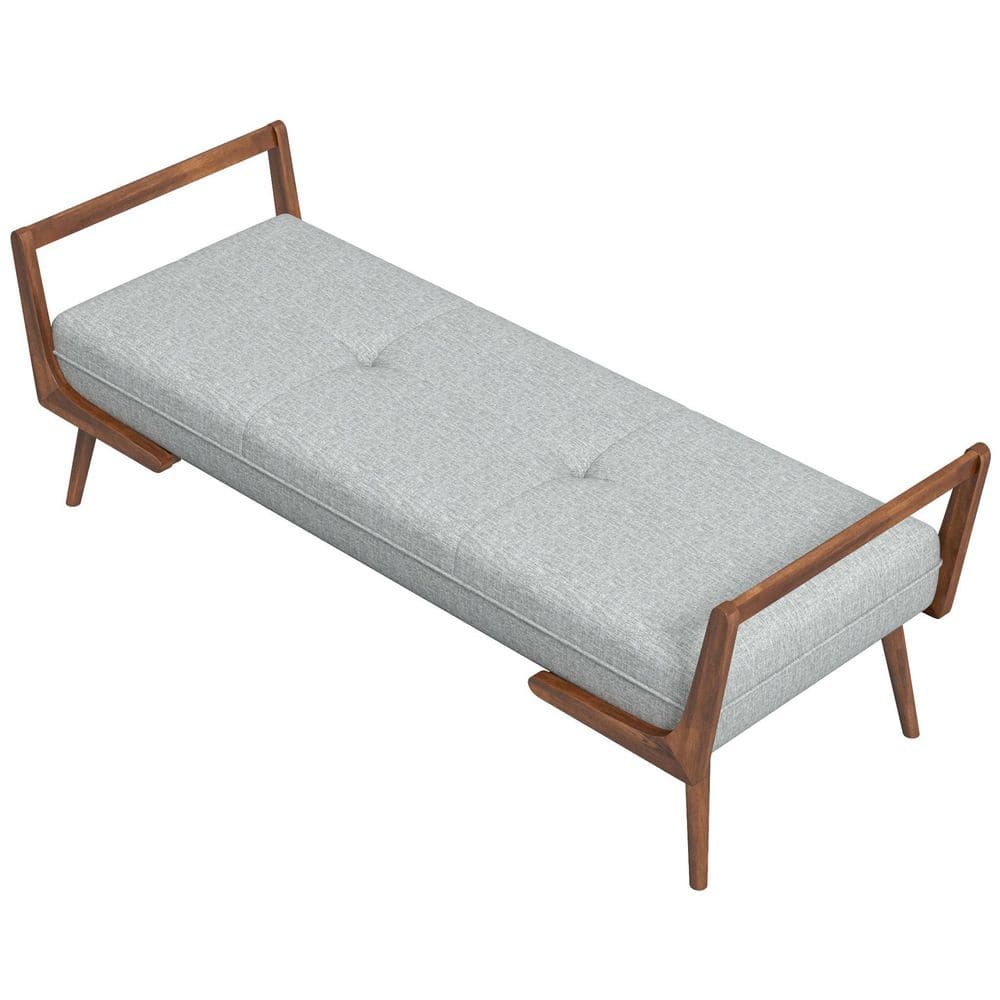 Poppy Mid Century Modern Rectangular Fabric Upholstered Bench in Gray (20.2 in. H x 51.2 in. W x 19.5 in. D) -  Ashcroft Furniture Co, ASH3308