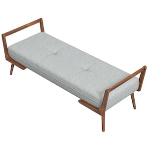 Poppy Mid Century Modern Rectangular Fabric Upholstered Bench in Gray (20.2 in. H x 51.2 in. W x 19.5 in. D)