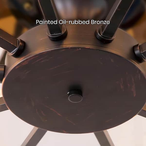 36 in. 10-Light Vintage Downrod Mount Fandelier Oiled Red Bronze Crystal Glass Caged Ceiling Fan with Remote (No Bulbs)