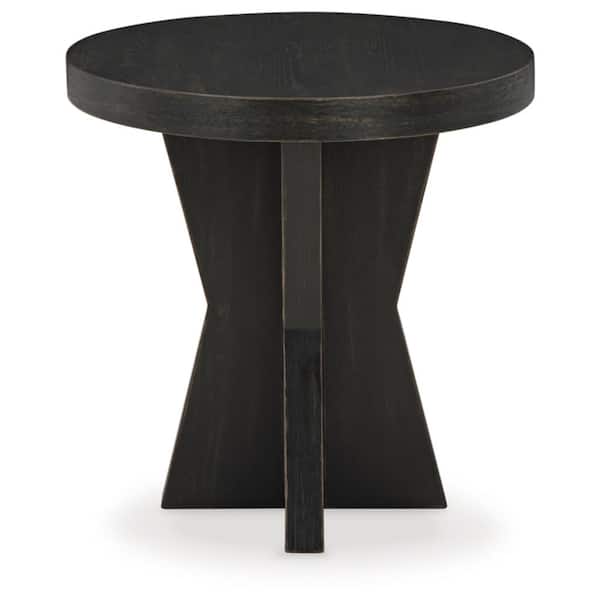 Signature DESIGN BY ASHLEY Galliden 24 in. Aged Black Round Wood End Table