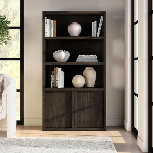 Savin 67.5 in. Tall Alder Brown MDF 4-Shelf Bookcase