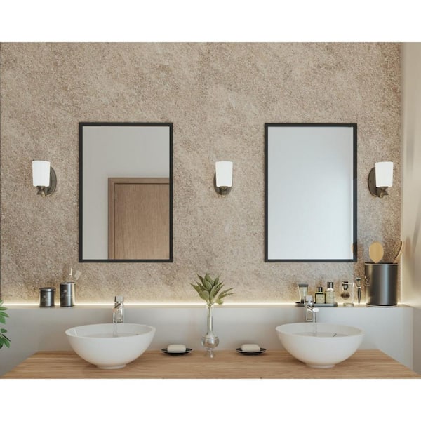 Inspire Collection 1-Light Antique Bronze Etched Glass Traditional Bathroom Wall Sconce
