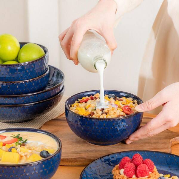BlueBlueルワー7点セット vancasso 16-Piece Blue Stoneware Dinnerware Set Service for 4