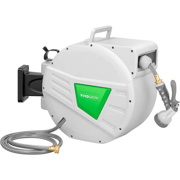 Wall-Mounted 0.5 in. Dia x 65 ft. Retractable Garden Hose Reel with a 9-Pattern Nozzle