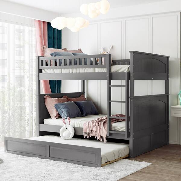 grey full over full bunk beds