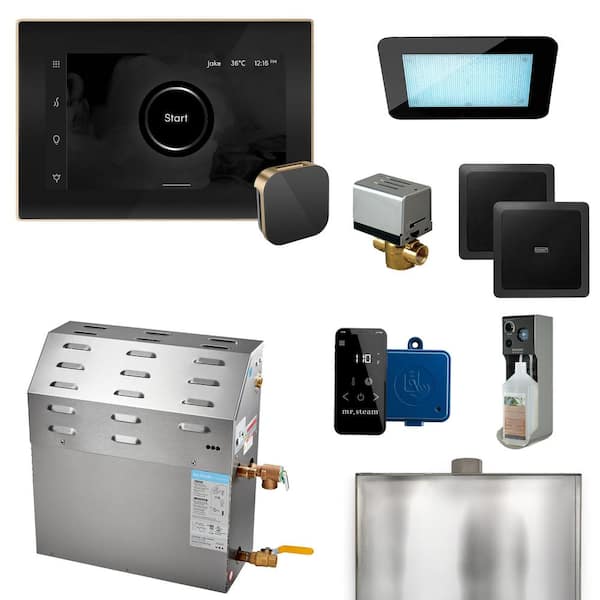 Mr. Steam Super (XDream) 12000-Watt Steam Generator with iSteamX Control and Aroma Glass Steamhead in Black Brushed Bronze