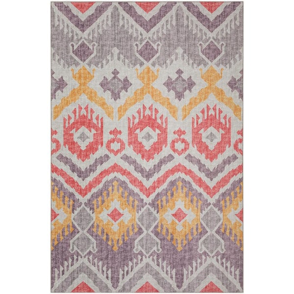 Yuma Purple 9 ft. x 12 ft. Geometric Indoor/Outdoor Washable Area Rug