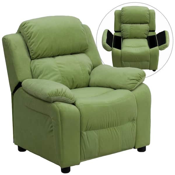 Blue Flash Furniture Contemporary Avocado Microfiber Kids Recliner with Cup Holder 39 D x 24.5 W x 28 H 