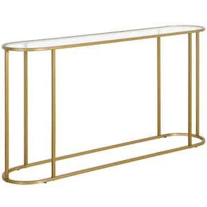 Erikson 54 in. Brass Round Glass Console Table
