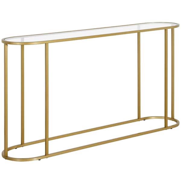 Meyer&Cross Erikson 54 in. Brass Round Glass Console Table