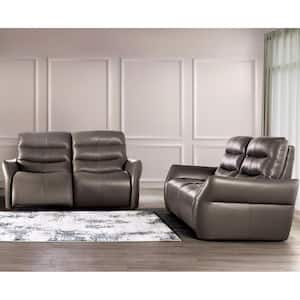 Emery 2-Piece Gray Leather Reclining Living Room Set