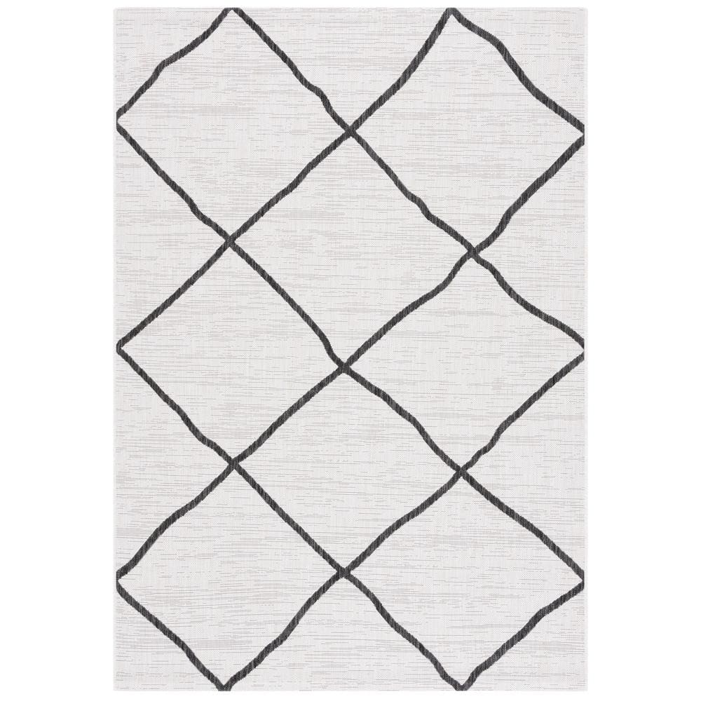 SAFAVIEH Courtyard Ivory/Black 5 ft. x 8 ft. Trellis Impression Indoor ...