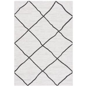 Courtyard Ivory/Black 5 ft. x 8 ft. Trellis Impression Indoor/Outdoor Area Rug