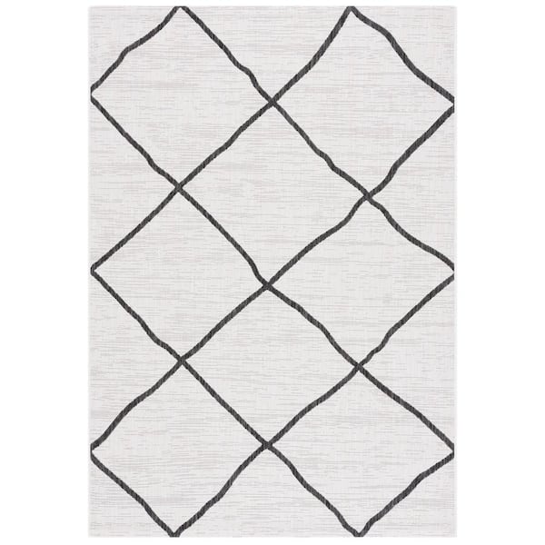 SAFAVIEH Courtyard Ivory/Black 8 ft. x 10 ft. Trellis Impression Indoor/Outdoor Area Rug