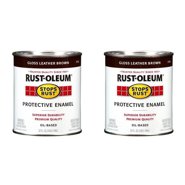 Rust-Oleum Stops Rust 32 oz. Leather Brown Protective Enamel (2-Pack)-DISCONTINUED
