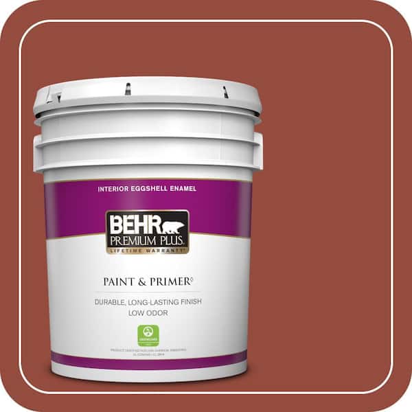 BEHR PREMIUM PLUS 5 gal. #S-H-200 New Brick Eggshell Enamel Low Odor Interior Paint & Primer