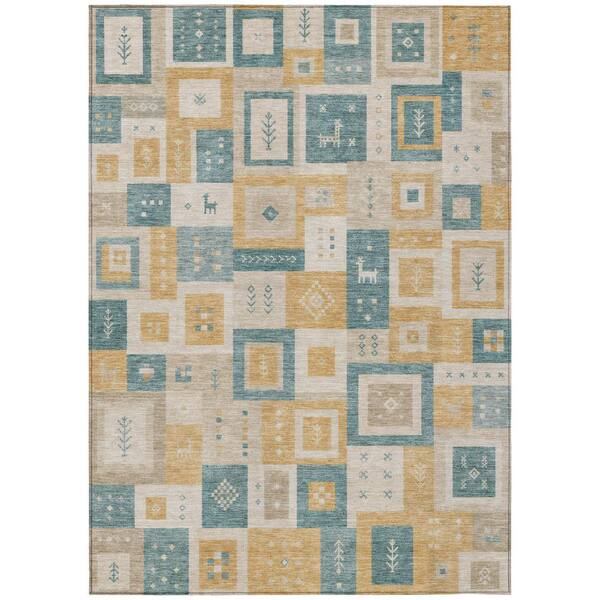 Chantille Machine Washable Indoor/Outdoor Abstract ACN3142 Gold 8 ft. x 10 ft. Area Rug