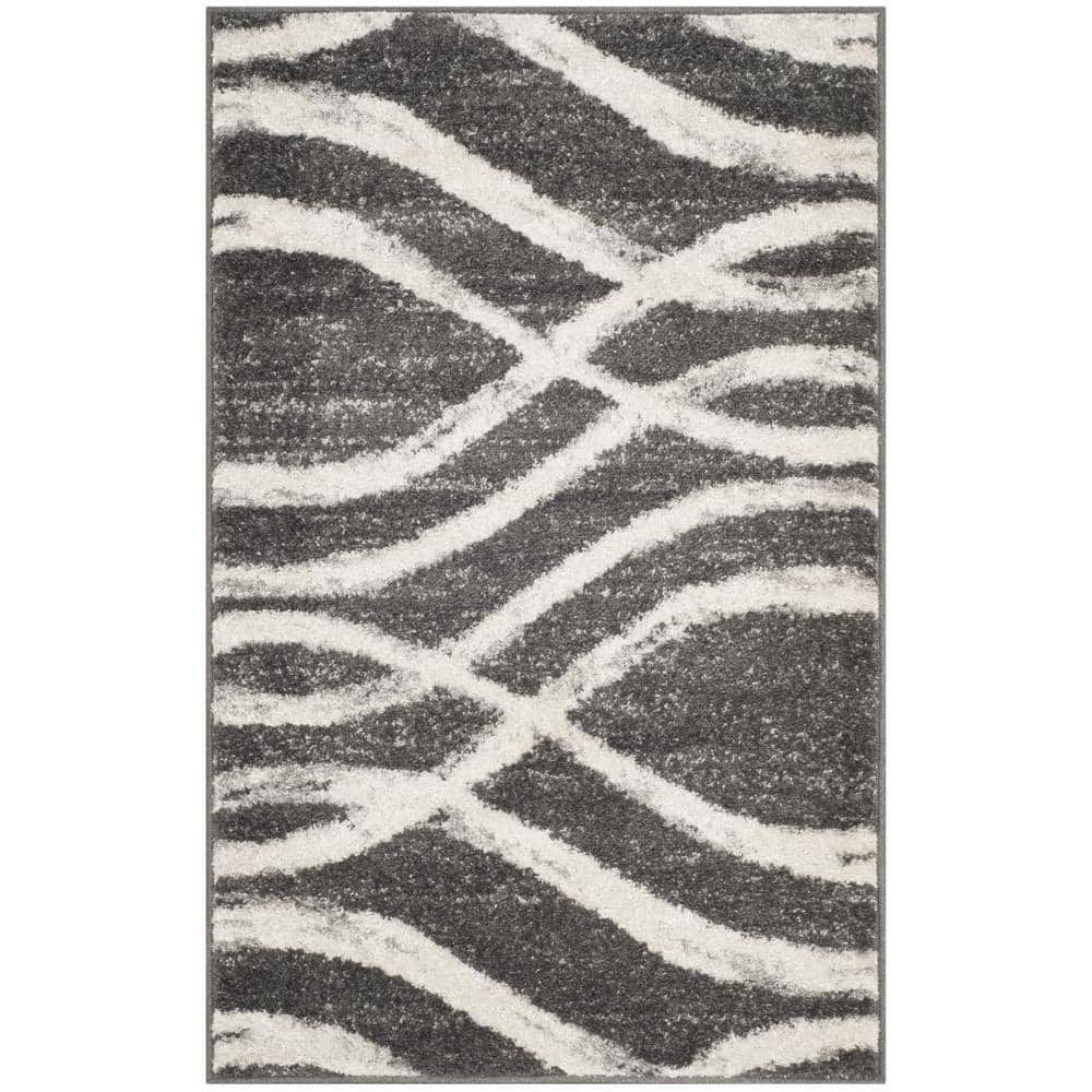 Adirondack Charcoal/Ivory Doormat 3 ft. x 4 ft. Striped Area Rug price history on PriceWatchPro