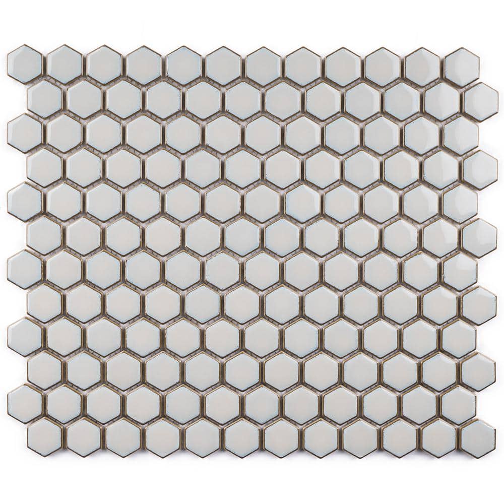 Metro Hex Gray 10.24 in. x 11.82 in. Glossy Porcelain Mosaic Tile Sample price history on PriceWatchPro