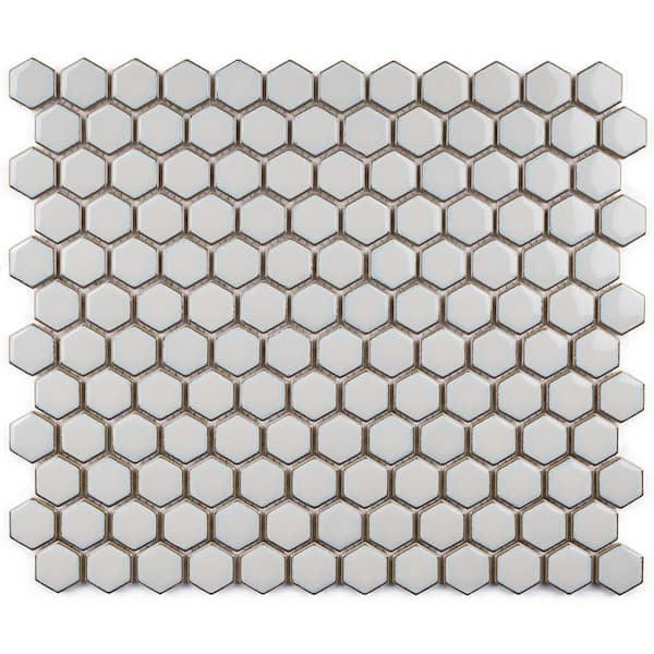 MOLOVO Porcetile Hex Gray 10.24 in. x 11.82 in. Hexagon Glossy Porcelain Mosaic Wall and Floor Tile (8.4 sq. ft./Case)
