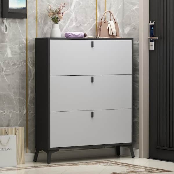 FUFU&GAGA 47.2 in. H x 47.2 in. W Gray Wood Shoe Storage Cabinet With 3  Drawers and One Cabine TCHT-KF210118-02 - The Home Depot