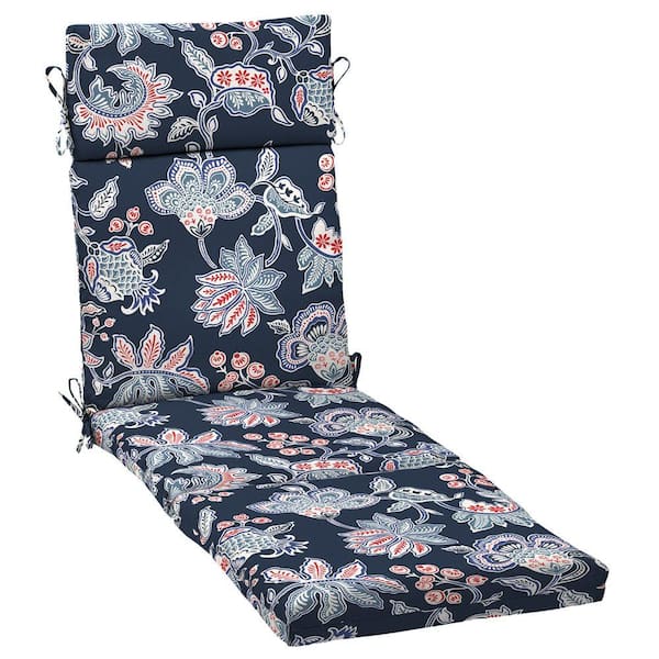 Hampton Bay 21 x 42.5 Outdoor Chaise Lounge Cushion in Standard Blue Floral