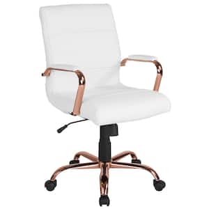 White Leather/Rose Gold Frame Office/Desk Chair