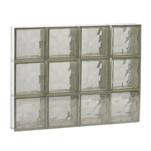 Clearly Secure 31 in. x 23.25 in. x 3.125 in. Frameless Wave Pattern Non-Vented Bronze Glass Block Window