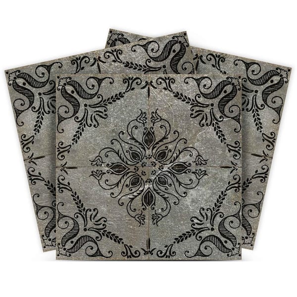 MI ALMA Black and Gray V45 5 in. x 5 in. Vinyl Peel and Stick Tile (24-Tiles, 4.17 sq. ft. / Pack)