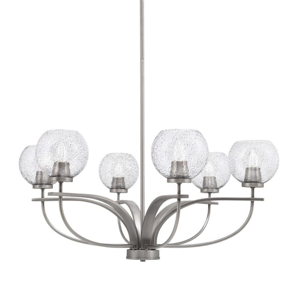 Olympia 6 Light, Uplight, Chandelier, Graphite Finish, 7 in. Clear