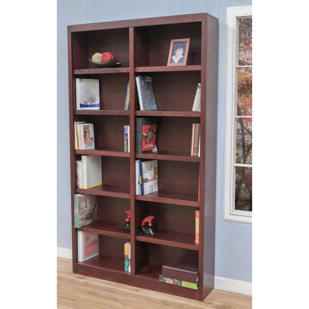 Espresso 84" Tall Adjustable Wood Bookcase with 12 Shelves