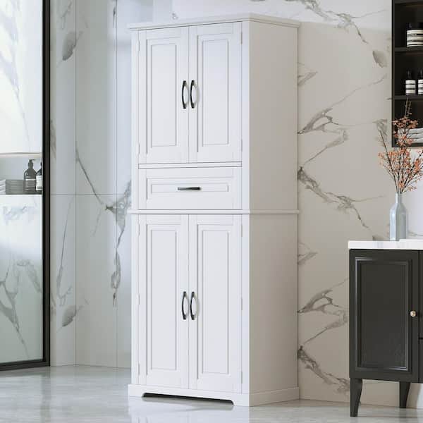 30 in. W x 16 in. D x 72 in. H White Linen Cabinet, Bathroom Storage Cabinet with Multi-Functional Storage Space, Shelf
