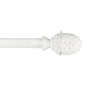 Acorn 66 in. - 120 in. Adjustable Length 1 in. Dia Curtain Rod Kit Distressed White with Finial