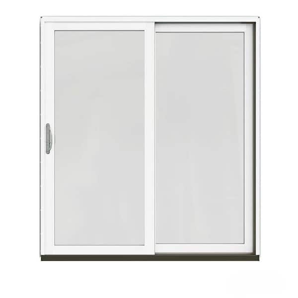 JELD-WEN 72 in. x 80 in. W-2500 Contemporary Bronze Clad Wood Right-Hand Full Lite Sliding Patio Door w/White Paint Interior