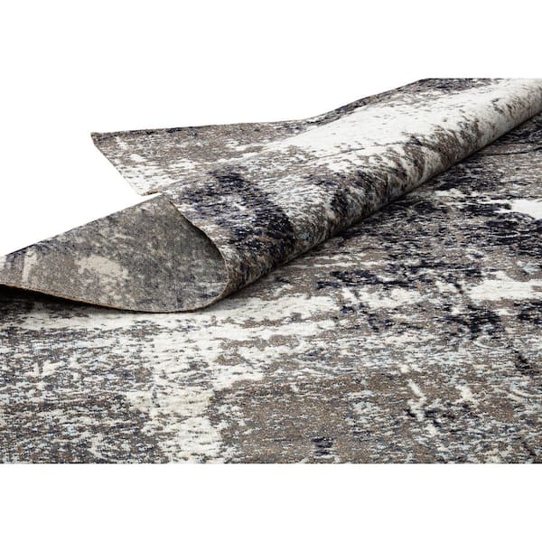 Modena Grey Abstract 8 ft. Round Area Rug