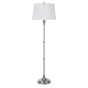 60 in. Nickel 1 Dimmable (Full Range) Standard Floor Lamp for Living Room with Cotton Square Shade