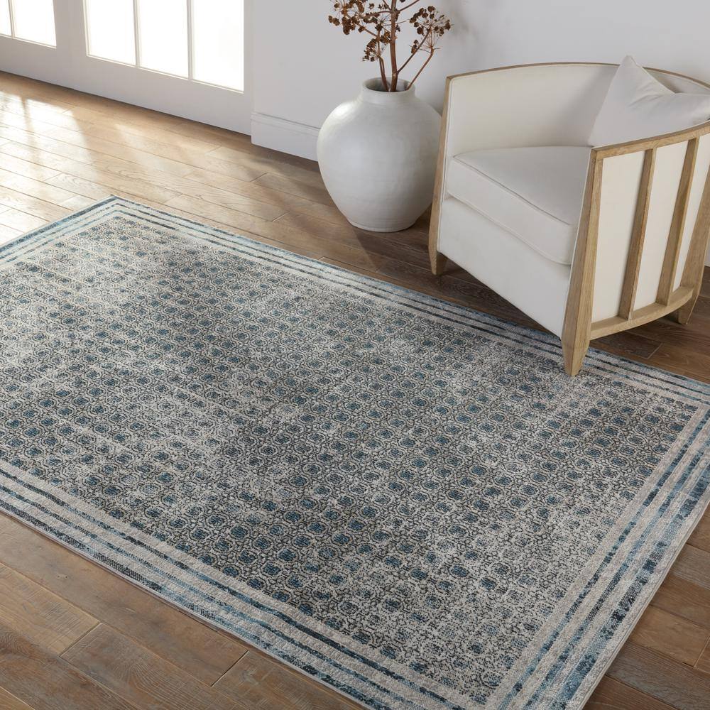 Gray Trellis Handmade Washable Rectangular Synthetic Rug