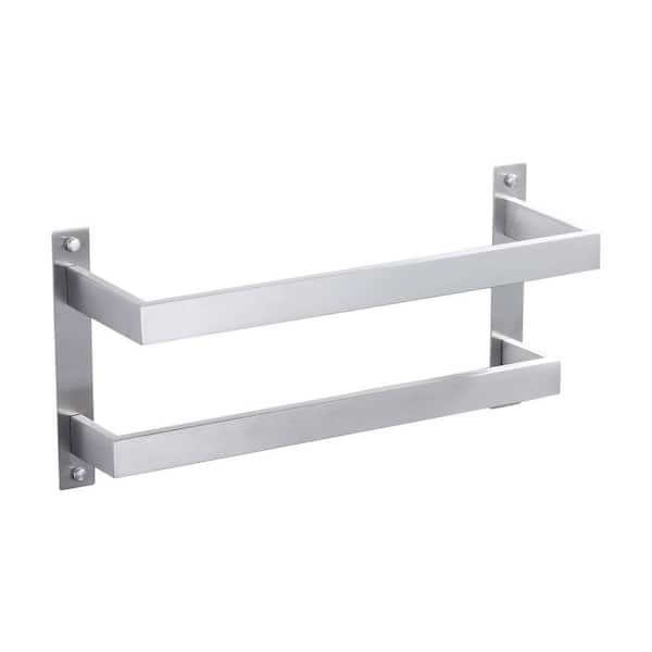 16.5 in. 2-Bar Towel Rack Wall Mounted Stainless Steel in Brushed Nickel