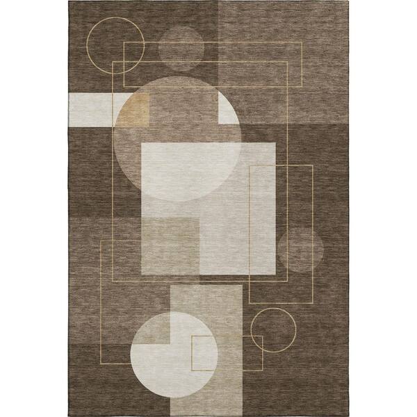 Mayfield Premium Machine Washable Abstract AMF2500 Chocolate 9 ft. x 12 ft. Area Rug