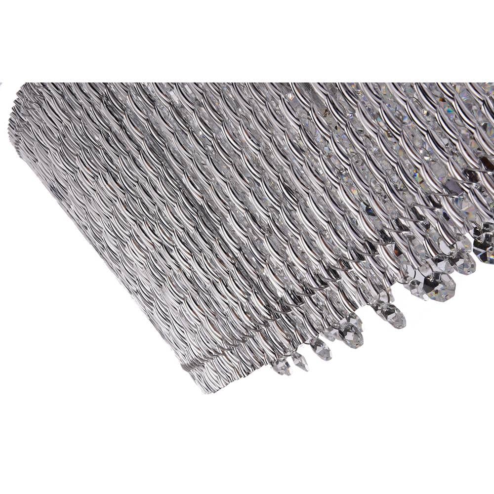 Chrome and Crystal Drum Shade Chandelier with Hanging Crystals