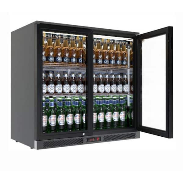 Cooler Depot 35 in. 7.4 cu. ft. 2 Glass Door Counter Height Back Bar Cooler Refrigerator with LED Lighting in Black