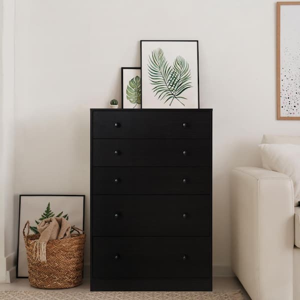 VEIKOUS Oversized 5-Drawer Espresso Chest of Drawers Dresser with 2-Large Drawers 47.6 in. H x 31.5 in. W x 15.7 in. L