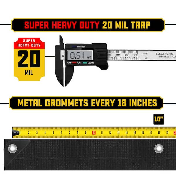 CORE TARPS 20 ft. x 40 ft. Black 20 Mil Heavy Duty
