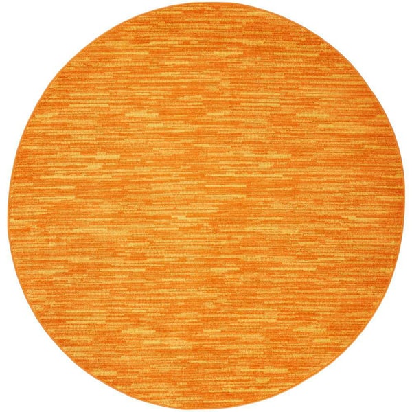 Essentials 8 ft. x 8 ft. Sunburst Round Solid Contemporary Indoor/Outdoor Patio Area Rug