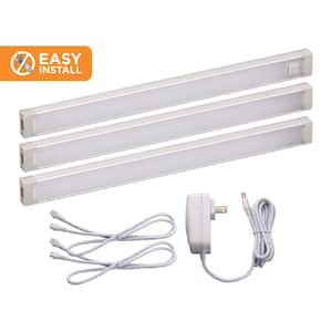 9 in. LED Warm White 2700K, Dimmable, 3-Bar Under Cabinet Lights Kit with Hands-Free On/Off (Tool-Free Plug-in Install)